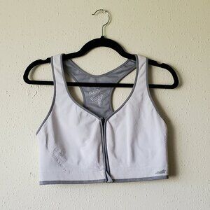 EUC Avia XXXL Zip Front Sports Bra White with Grey